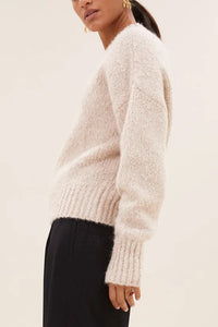 KNIT PULLOVER “COZY” CHALK