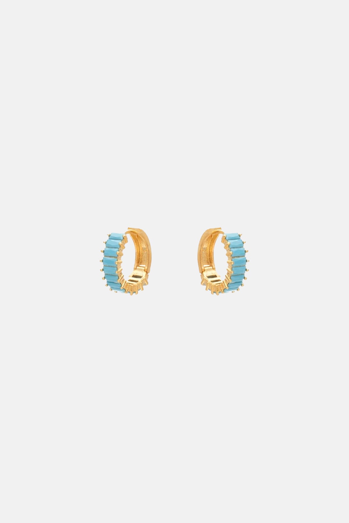 SMALL ZIRCONIA HOOPS "ELLE" GOLD/TURQUOISE