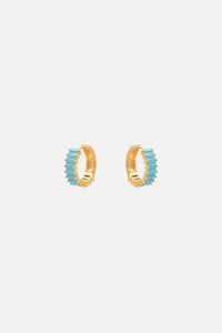 SMALL ZIRCONIA HOOPS "ELLE" GOLD/TURQUOISE