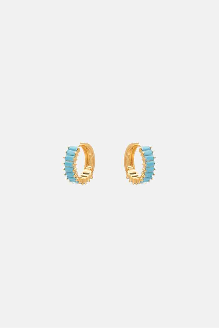 SMALL ZIRCONIA HOOPS "ELLE" GOLD/TURQUOISE
