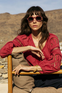 COTTON BLOUSE "IPHIGENIA" RASPERRY RED