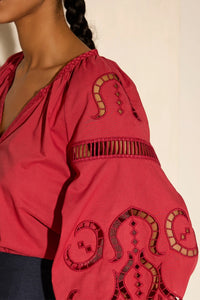 COTTON BLOUSE "IPHIGENIA" RASPERRY RED