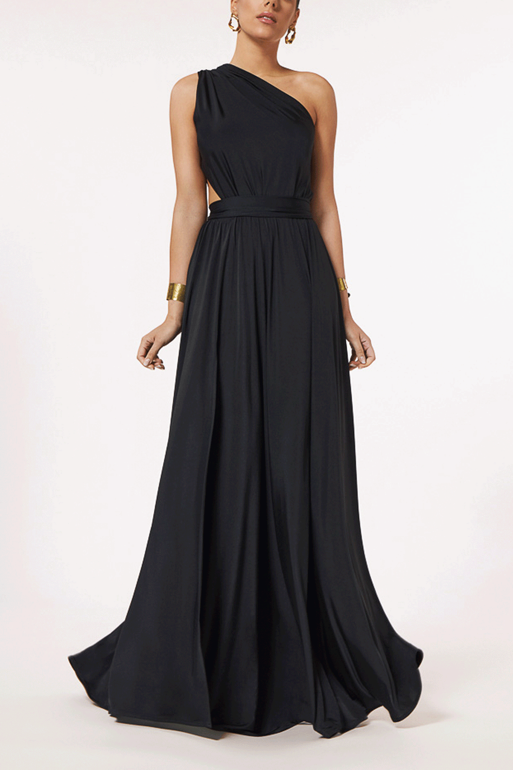 LONG ONE SHOULDER DRESS WITH CUT OUTS MELISSA