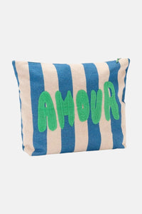 COSMETIC BAG "AMOUR" BLUE/ECRU/GREEN