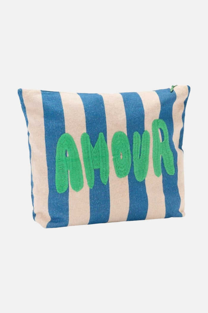 COSMETIC BAG "AMOUR" BLUE/ECRU/GREEN