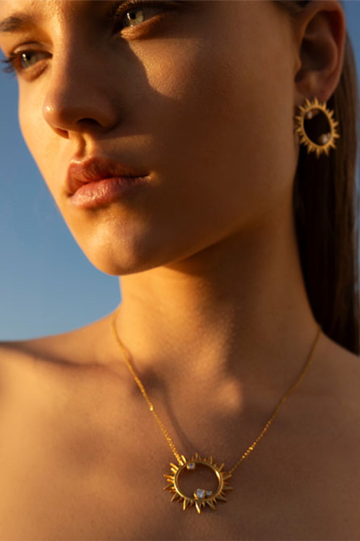 EARRINGS "HELIOS" GOLD/ZIRCONIA