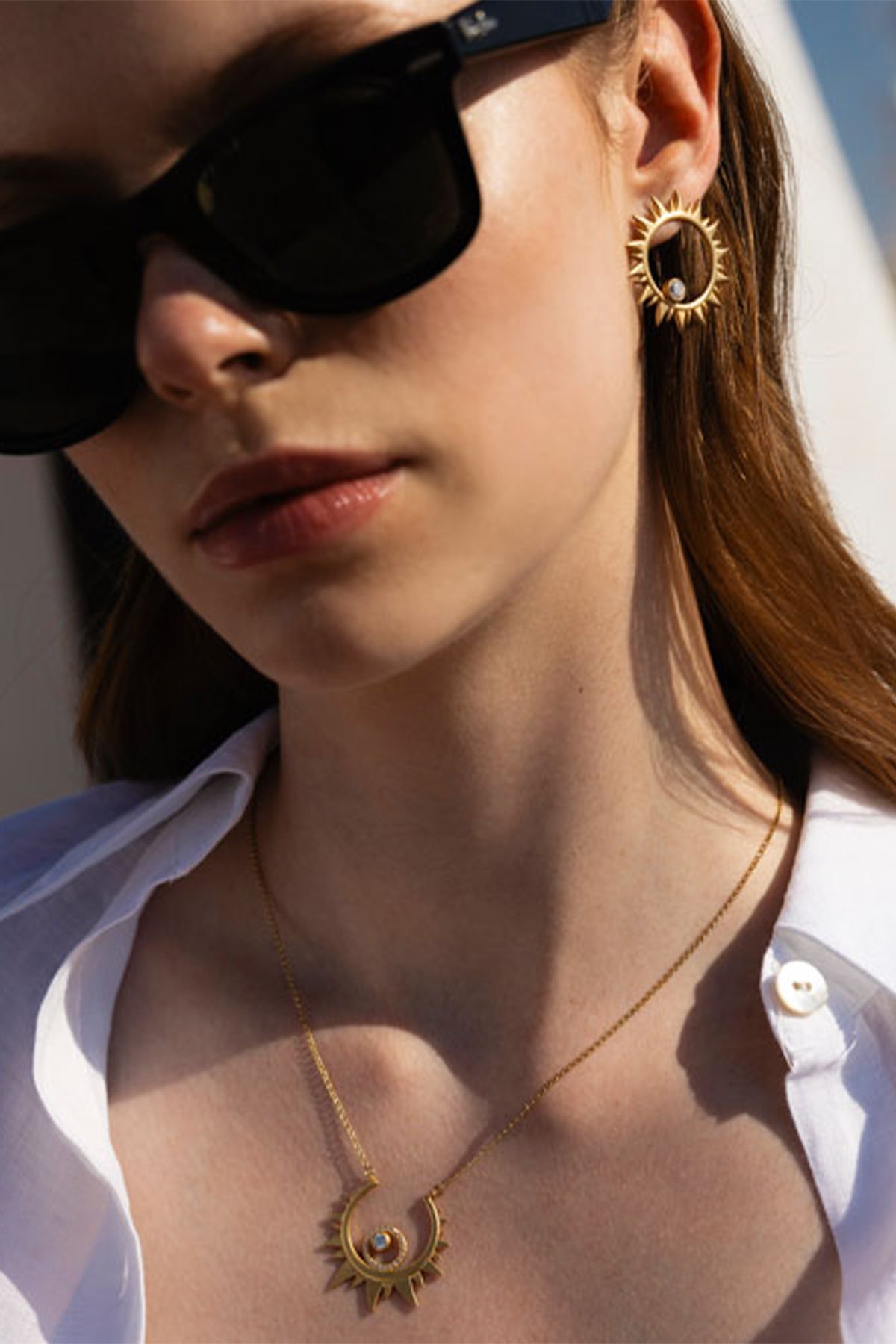 EARRINGS "HELIOS" GOLD/ZIRCONIA