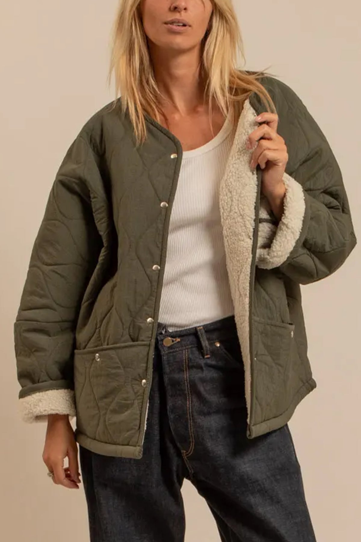 OVERSIZED PADDED JACKET WITH TEDDY LINING