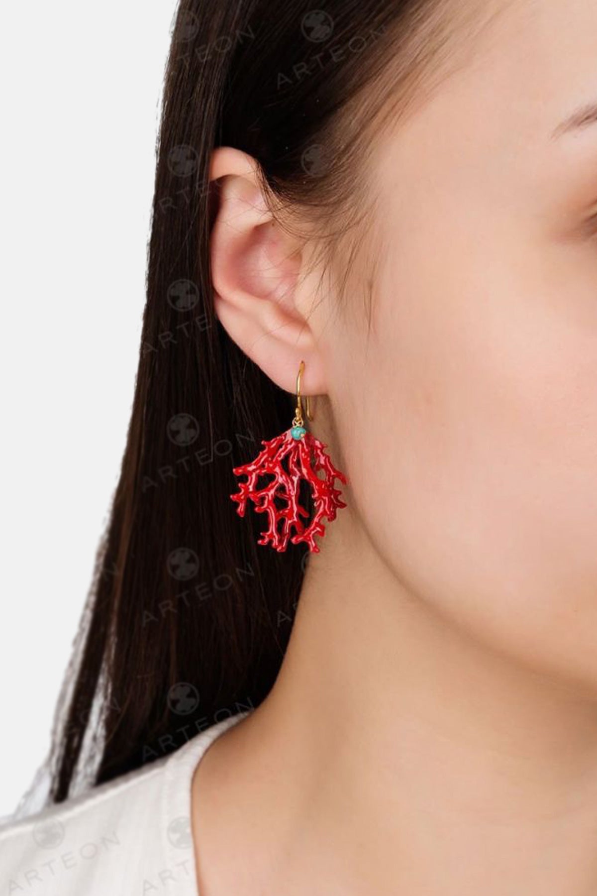 ENAMELED EARRINGS "BIG KORALLI" RED/GOLD