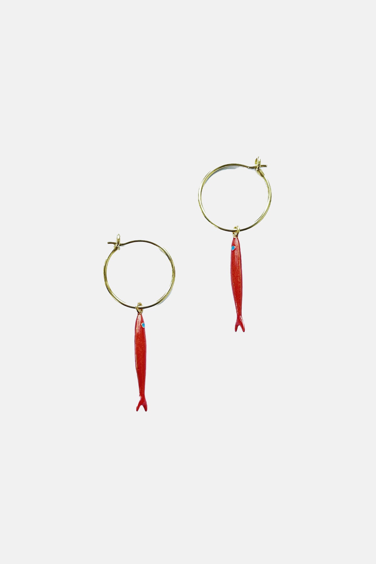 ENAMELED HOOPS "PSARI" TERRACOTTA/GOLD