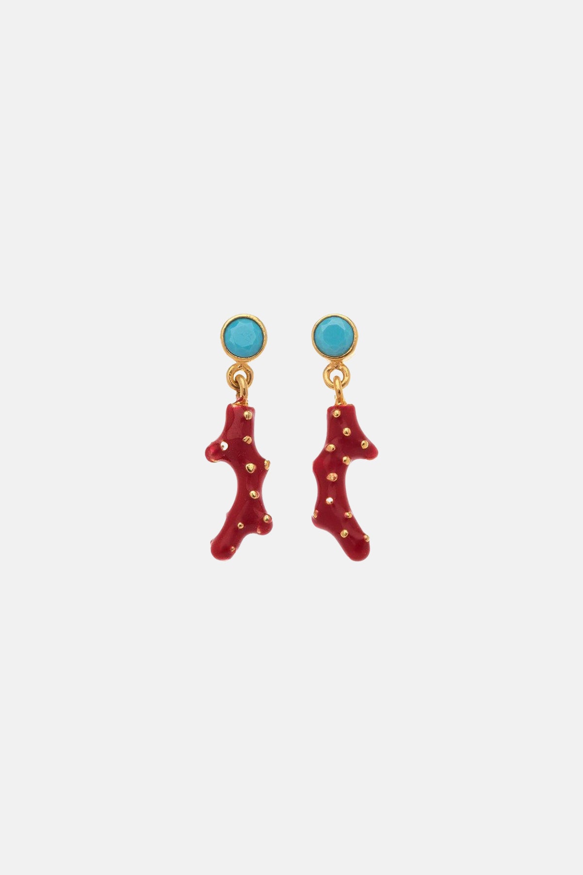 ENAMELED STUDS "KORALLI" RED/GOLD