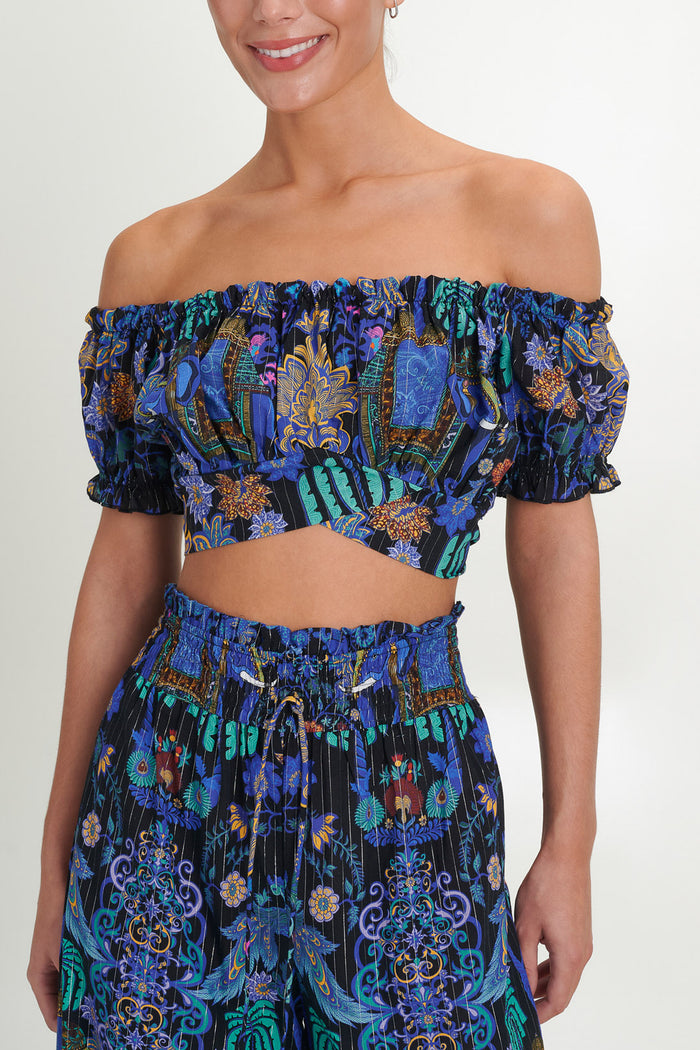 CROPPED TOP "ELAFONISI" BLACK/BLUE