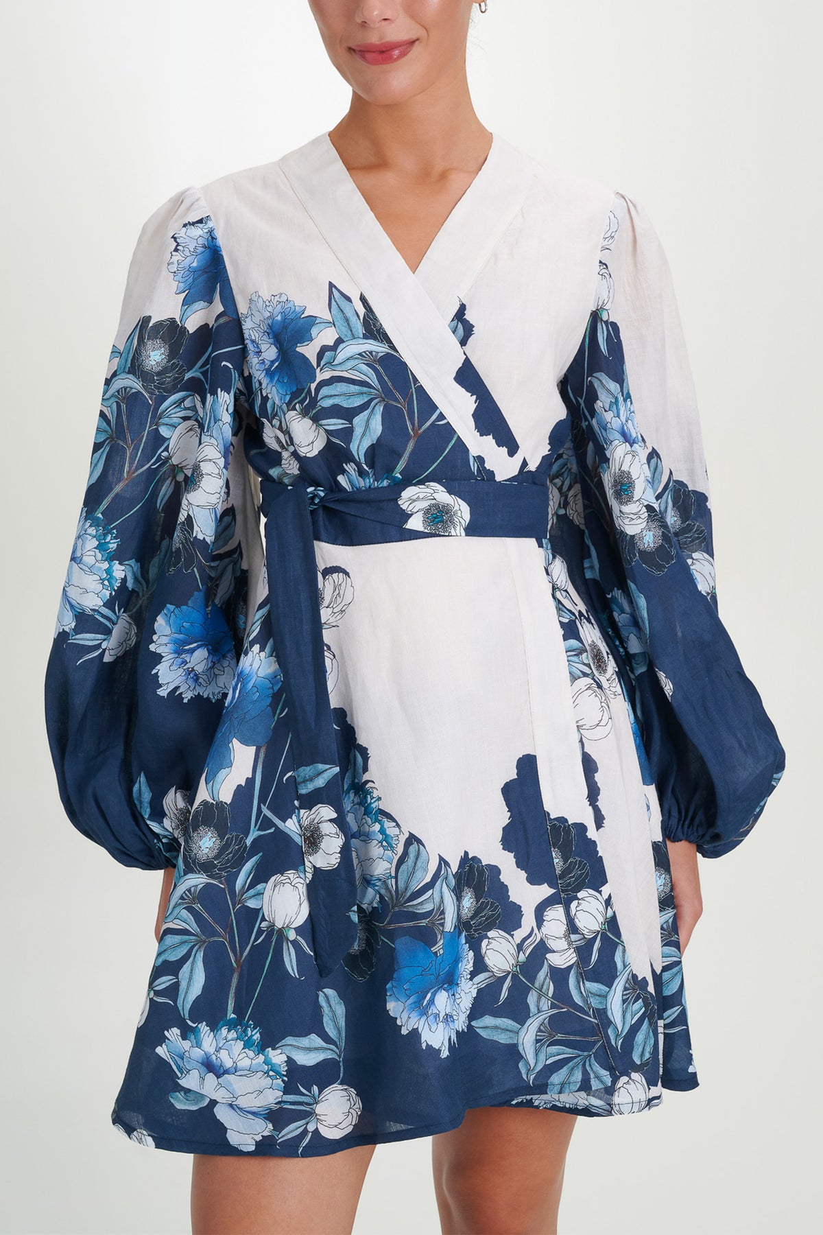 SHORT WRAP DRESS "CORFU" WHITE/BLUE