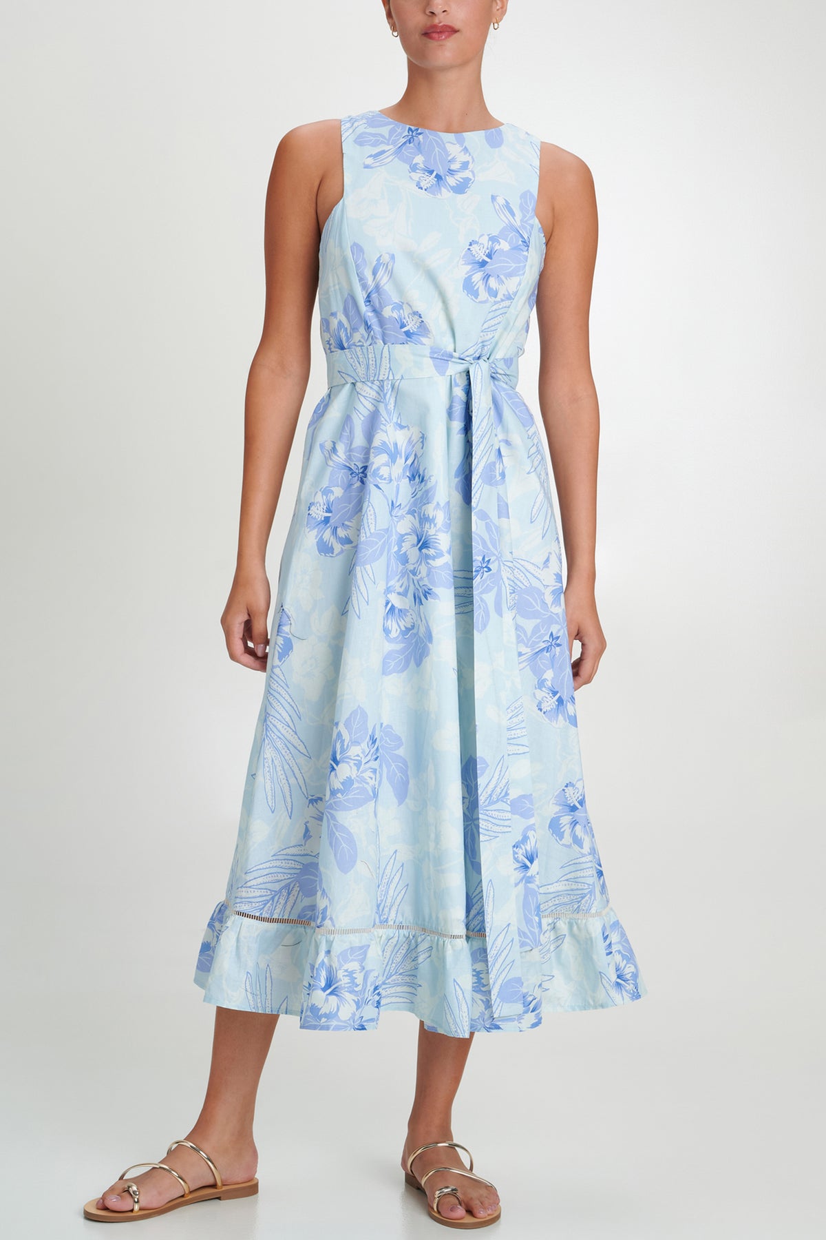 SLEEVELESS MIDI DRESS "LIMNOS" LIGHT BLUE/BLUE