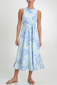 SLEEVELESS MIDI DRESS "LIMNOS" LIGHT BLUE/BLUE