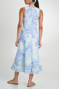 SLEEVELESS MIDI DRESS "LIMNOS" LIGHT BLUE/BLUE