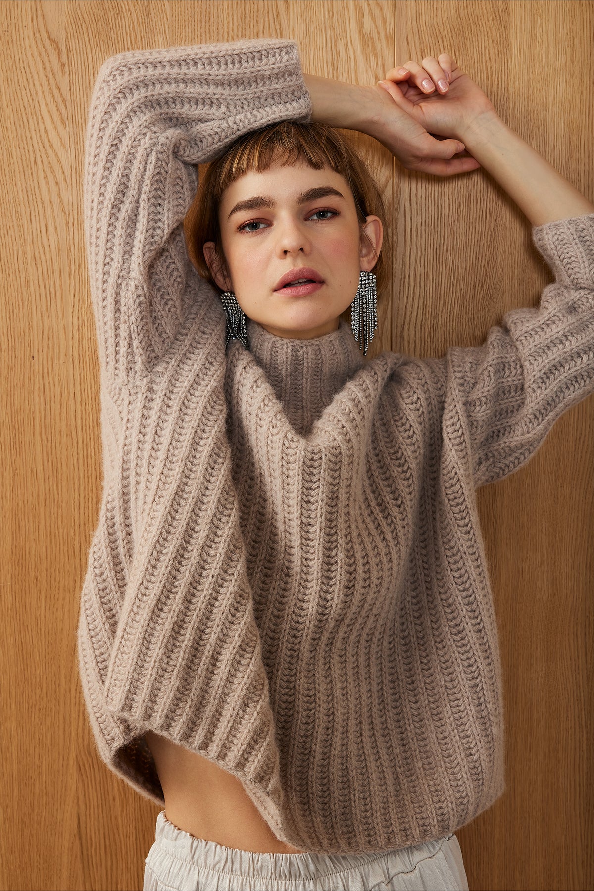 OVERSIZED BABY ALPACA PULLOVER SAND MELANGE