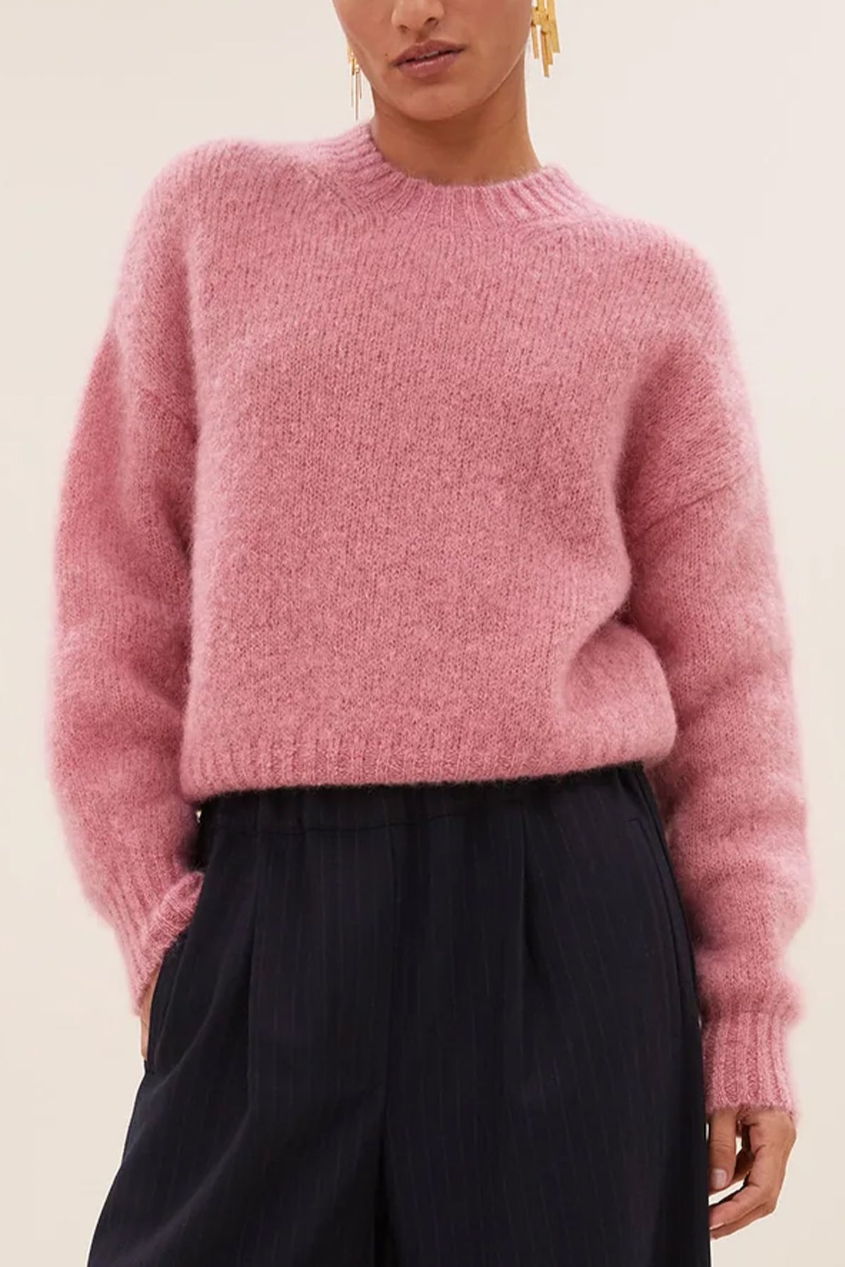 MOHAIR KNIT PULLOVER "SONNY" ASH ROSE