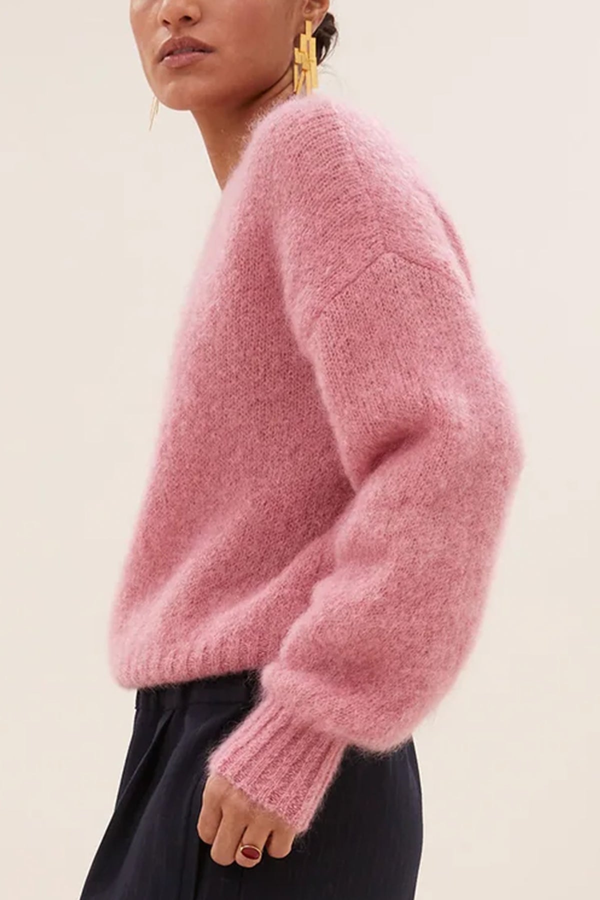 MOHAIR KNIT PULLOVER "SONNY" ASH ROSE