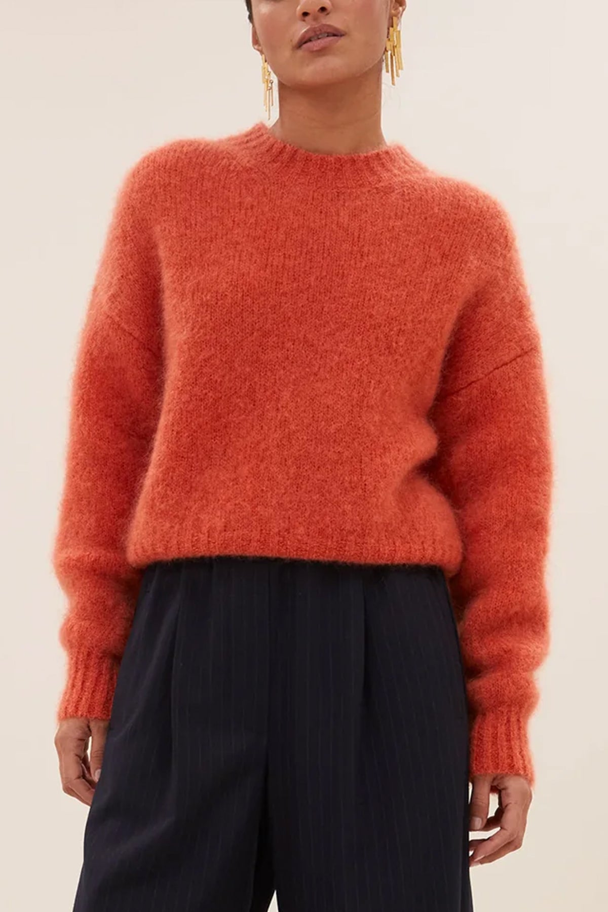 MOHAIR KNIT PULLOVER "SONNY" CHILI RED