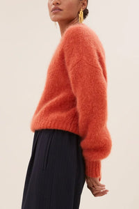 MOHAIR KNIT PULLOVER "SONNY" CHILI RED
