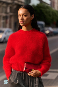 MOHAIR KNIT PULLOVER "SONNY" SCARLET RED