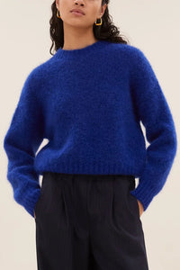 MOHAIR KNIT PULLOVER "SPARKLE" BLUE LUREX