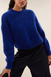 MOHAIR KNIT PULLOVER "SPARKLE" BLUE LUREX