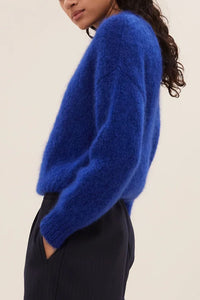 MOHAIR KNIT PULLOVER "SPARKLE" BLUE LUREX