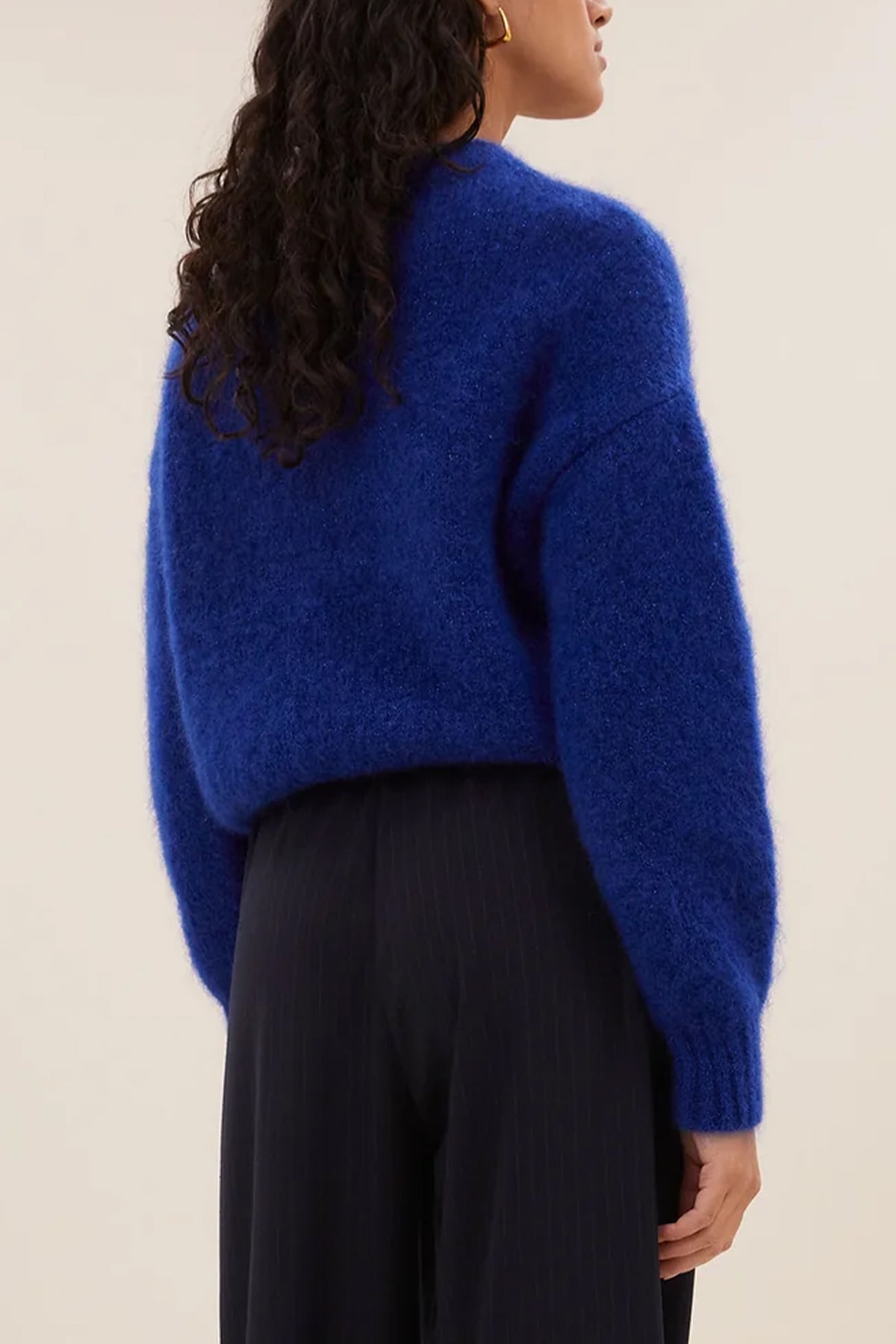 MOHAIR KNIT PULLOVER "SPARKLE" BLUE LUREX