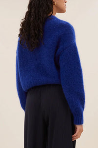 MOHAIR KNIT PULLOVER "SPARKLE" BLUE LUREX