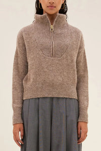 OVERSIZED PULLOVER WITH ZIPPER BISCUIT