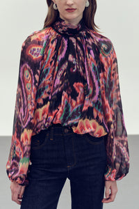 ECLECTIC BLOUSE "WINDFLOWER" BLACK/MULTICOLOR