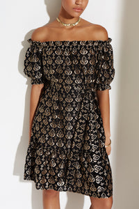 EMBROIDERED OFF-SHOULDER DRESS "CANNES"