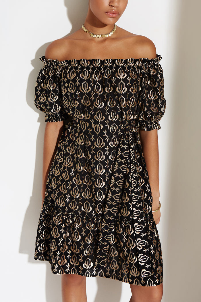 EMBROIDERED OFF-SHOULDER DRESS "CANNES"
