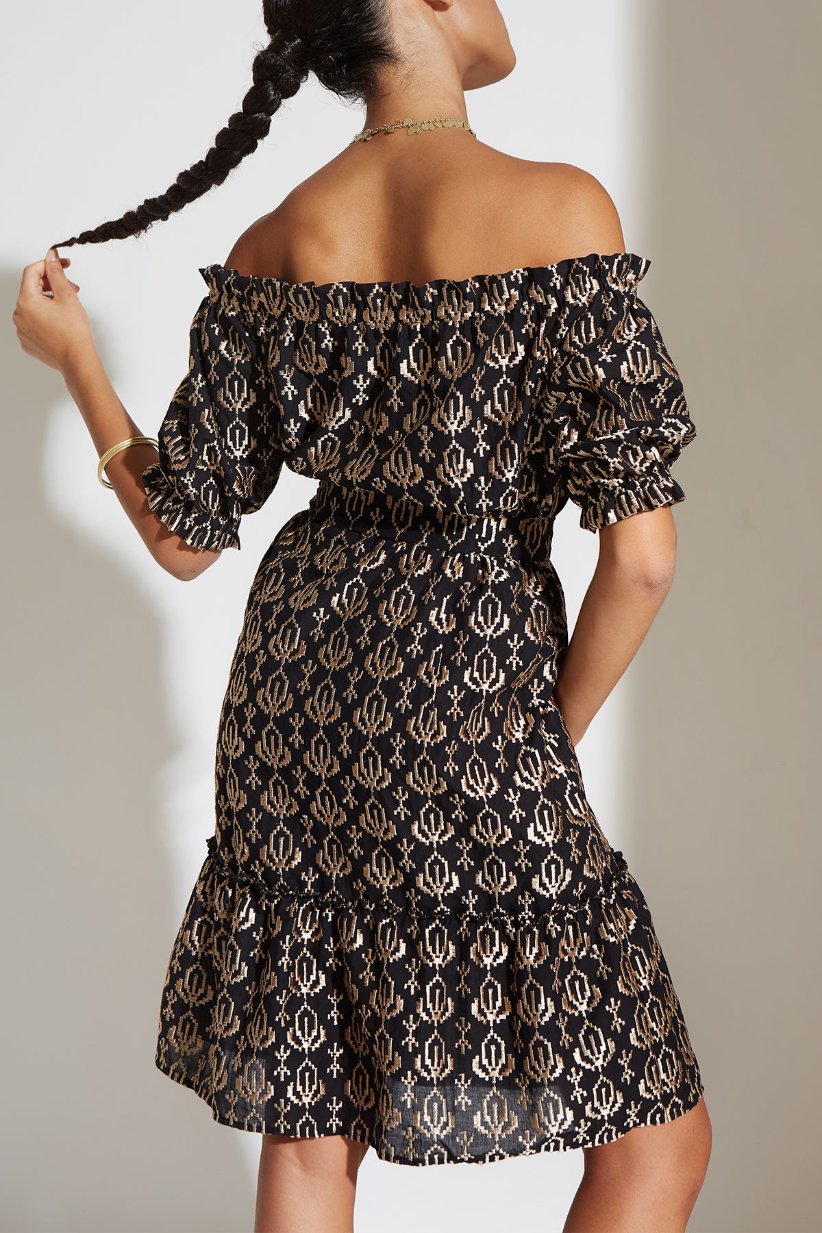 EMBROIDERED OFF-SHOULDER DRESS "CANNES"