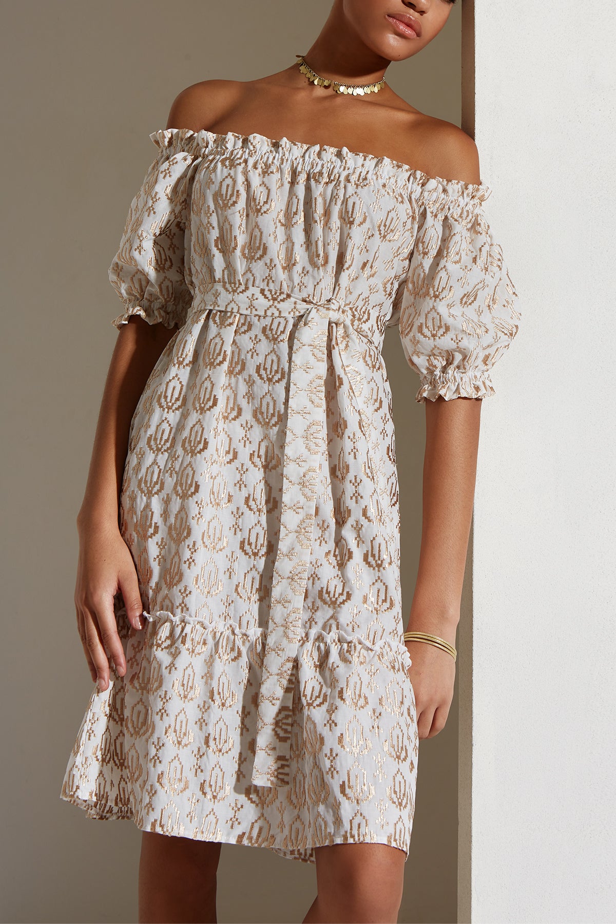 EMBROIDERED OFF-SHOULDER DRESS "CANNES"
