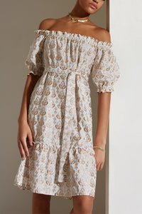 EMBROIDERED OFF-SHOULDER DRESS "CANNES"