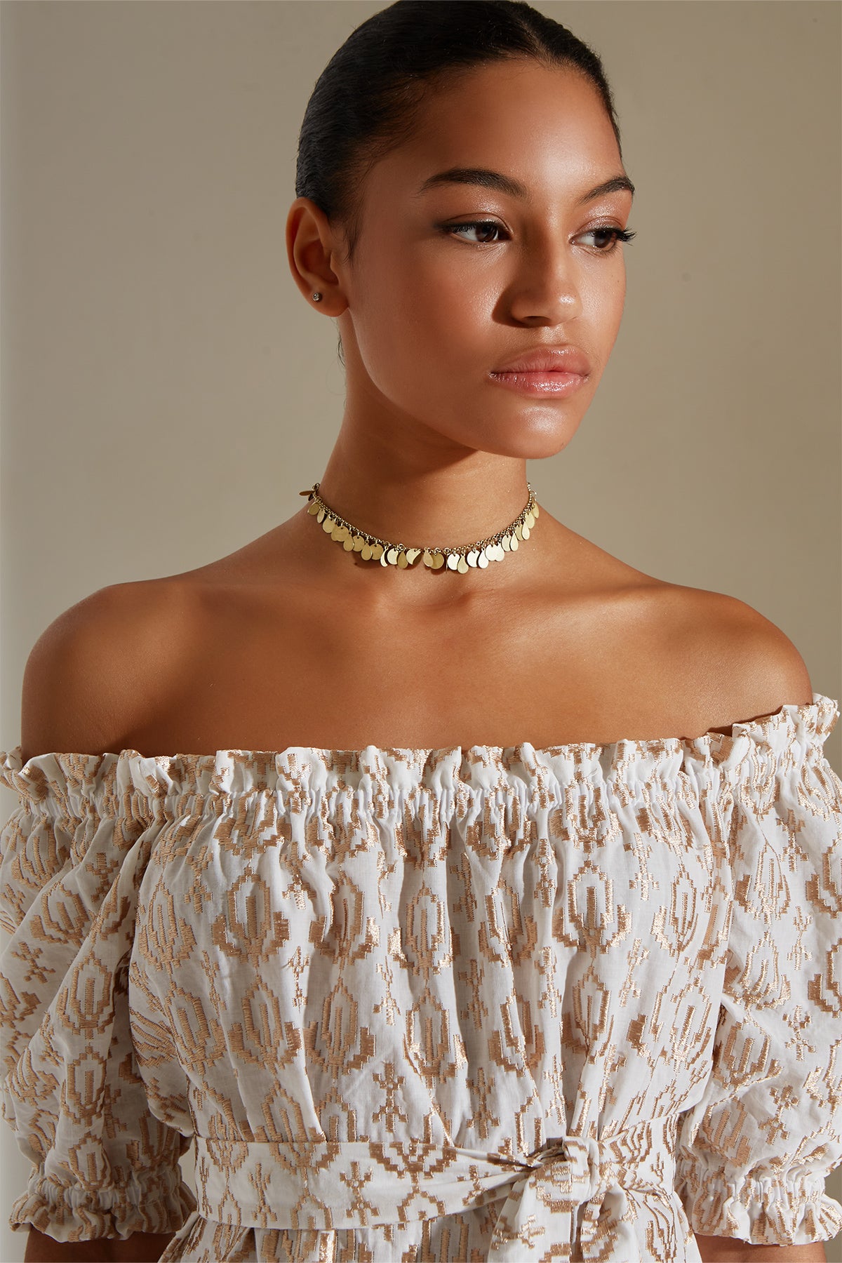 EMBROIDERED OFF-SHOULDER DRESS "CANNES"