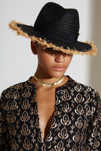 RAFFIA HAT "HELIOS" BLACK