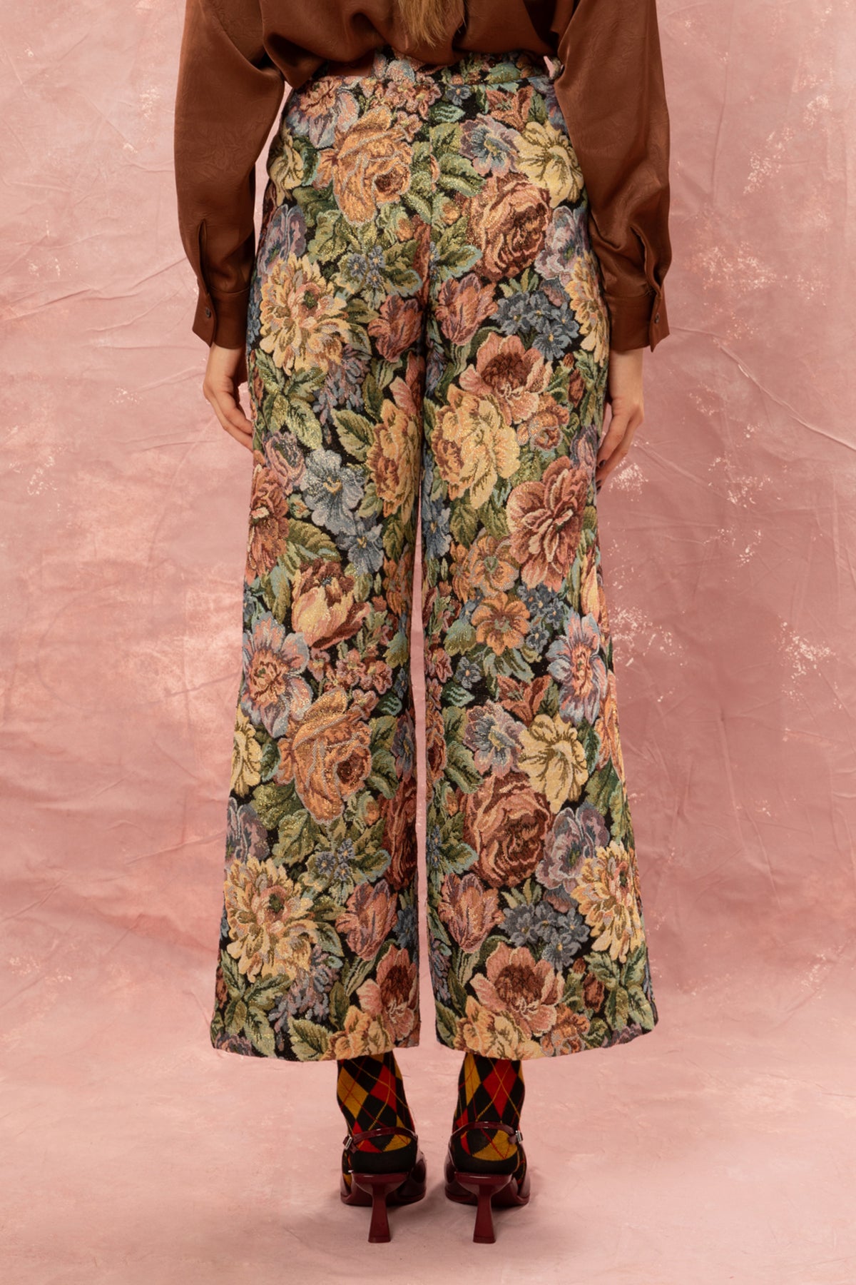 FLORAL JAQUARD PANTS MULTICOLOR