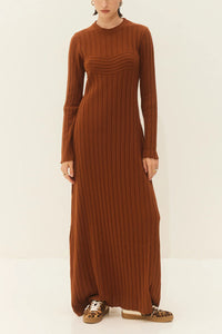 LONG KNIT DRESS "ALAMA" CHOCOLATE