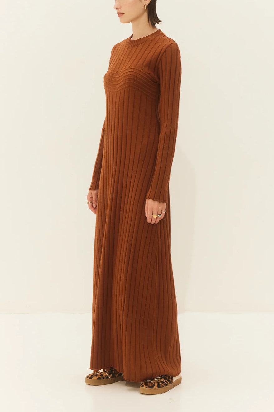 LONG KNIT DRESS "ALAMA" CHOCOLATE