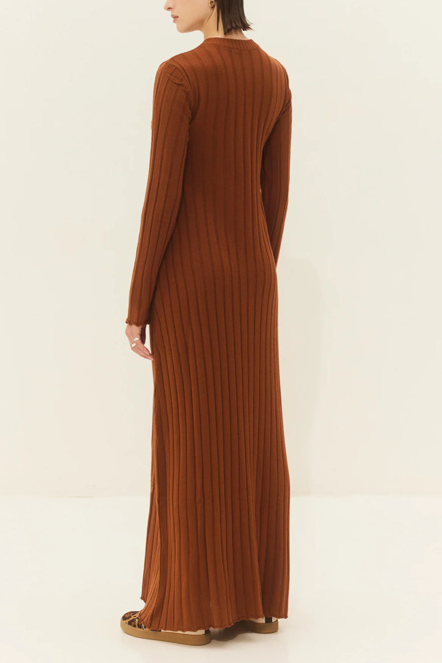 LONG KNIT DRESS "ALAMA" CHOCOLATE