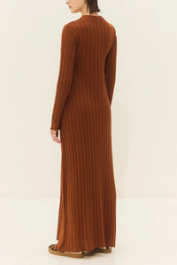 LONG KNIT DRESS "ALAMA" CHOCOLATE