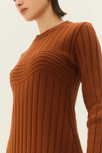 LONG KNIT DRESS "ALAMA" CHOCOLATE