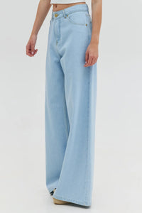 EXTRA WIDE LEG DENIM PANTS "SALEM" LIGHT BLUE WASH