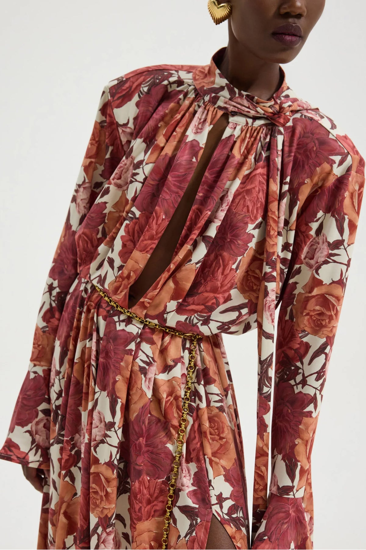 LONG DRESS "PEONY" BORDEAUX/RUST