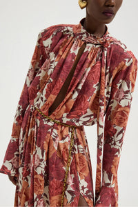 LONG DRESS "PEONY" BORDEAUX/RUST
