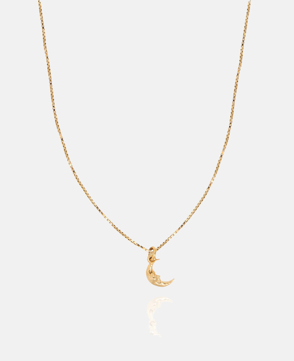 THIN GLOSSY NECKLACE "TINY MOON" - GOLD